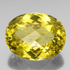 76.90 ct Yellow Quartz Gemstone, Quartz Gem in Oval Checkerboard Shape for Sale.
