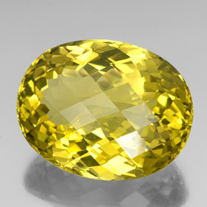 76.90 ct Yellow Quartz Stone, Natural Quartz in Oval Checkerboard Shape for Sale