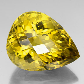 92.11 ct Yellow Quartz Stone, Natural Quartz in Pear Checkerboard Shape for Sale