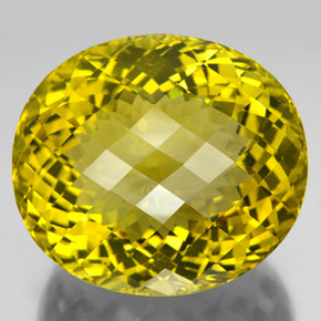 347.80 ct Yellow Quartz Gemstone, Quartz Gem in Oval Checkerboard Shape for Sale.
