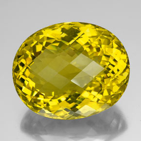 142.90 ct Yellow Quartz Gemstone, Quartz Gem in Oval Checkerboard Shape for Sale.