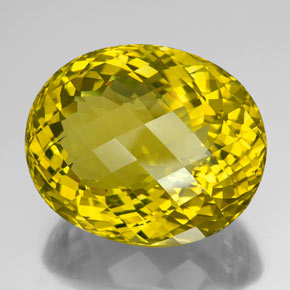 142.90 ct Yellow Quartz Stone, Natural Quartz in Oval Checkerboard Shape for Sale