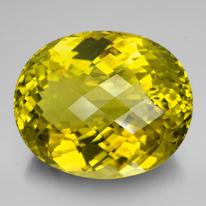 223.35 ct Yellow Quartz Gemstone, Quartz Gem in Oval Checkerboard Shape for Sale.