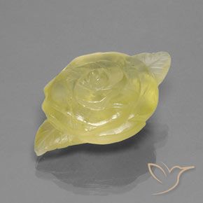 42.99 ct Yellow Quartz Stone, Natural Quartz in Carved Rose Shape for Sale