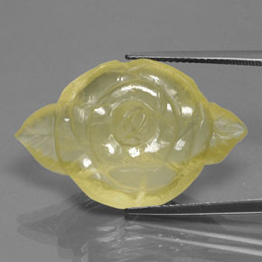 28.30 ct Yellow Quartz Gemstone, Quartz Gem in Carved Rose Shape for Sale.