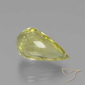 12.58 ct Yellow Quartz Stone, Natural Quartz in Briolette with Hole Shape for Sale
