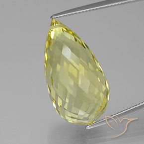 Quarzo 27,5x14,5 mm giallo Taglio briolette con foro dal Brasile, peso di 34,21 ct, gemma naturale Irradiati in purezza VVS, 1 pezzo Quarzo - Colore: Giallo Ananas Chiaro, durezza Mohs di 7 adatto per gioielli da indossare ogni giorno, Photo A