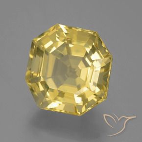 13.70 ct Yellow Quartz Stone, Natural Quartz in Asscher Cut Shape for Sale