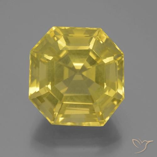 14.8 ct Yellow Quartz, 15.2 x 14.8 mm Asscher Cut From Brazil, Photo A