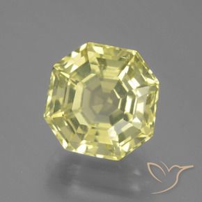 4.42 ct Yellow Quartz Stone, Natural Quartz in Asscher Cut Shape for Sale