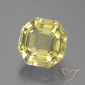 4.93 ct Yellow Quartz Stone, Natural Quartz in Asscher Cut Shape for Sale