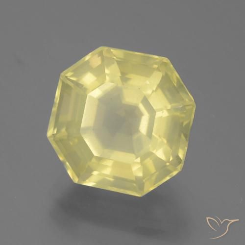 4.90 ct Yellow Quartz Stone, Natural Quartz in Asscher Cut Shape for Sale