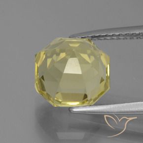 Quartz Gemstone in 9 x 9 mm (calibrated) Size for Sale, Quartz Stone in Pale Yellow Color
