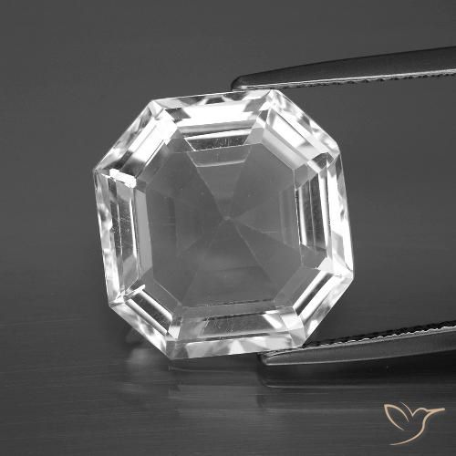 11.25ct Natural Clear White Quartz, Emerald Cut, VVS