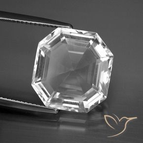 11.25 ct White Quartz Stone, Natural Quartz in Asscher Cut Shape for Sale