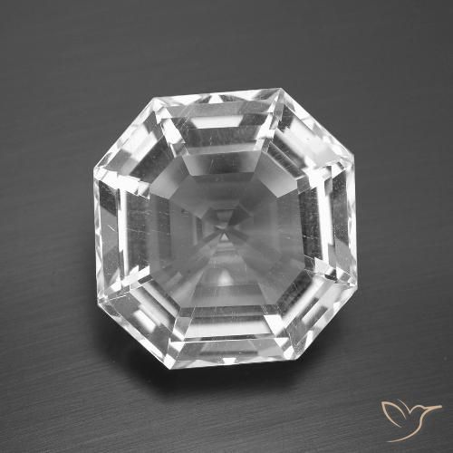 13.33 ct White Quartz, 15.2 x 15.1 mm Asscher Cut From Brazil, Photo A