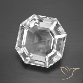 13.33 ct White Quartz Stone, Natural Quartz in Asscher Cut Shape for Sale