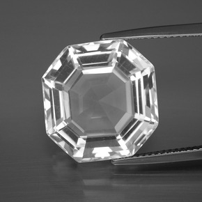 Clear White Quarz Edelstein - 13.5ct Asscher Schliff (ID: 394675)