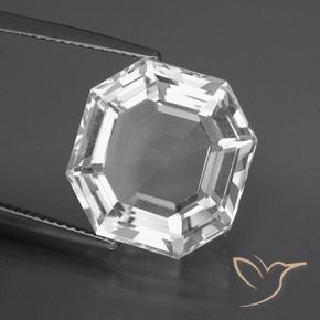 13.13 ct White Quartz Stone, Natural Quartz in Asscher Cut Shape for Sale
