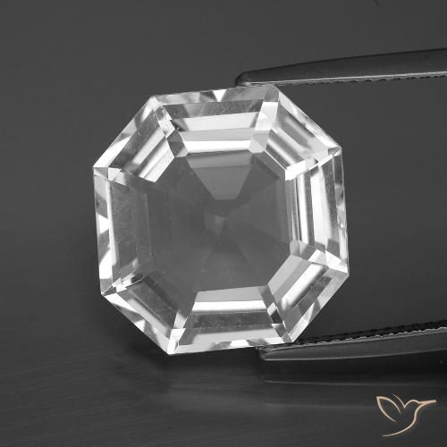 11.84ct Natural Clear White Quartz, Emerald Cut, VVS