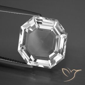11.84 ct White Quartz Stone, Natural Quartz in Asscher Cut Shape for Sale