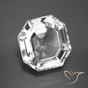 13.29 ct White Quartz Stone, Natural Quartz in Asscher Cut Shape for Sale
