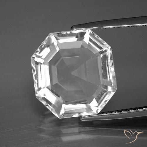11.90ct Natural Clear White Quartz, Emerald Cut, VVS