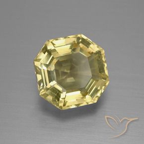 5.02 ct Yellow Quartz Stone, Natural Quartz in Asscher Cut Shape for Sale