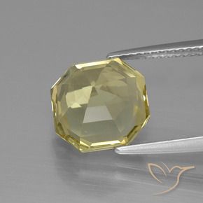 Quartz Gemstone in 10.5 x 10.4 mm Size for Sale, Quartz Stone in Pale Yellow Color