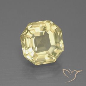 5.27 ct Yellow Quartz Stone, Natural Quartz in Asscher Cut Shape for Sale