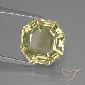 5.60 ct Yellow Quartz Stone, Natural Quartz in Asscher Cut Shape for Sale