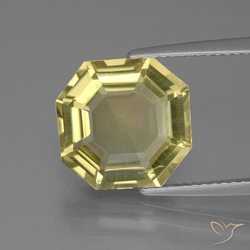 5.56ct Natural Light Yellow Quartz, Emerald Cut, VS