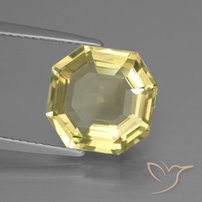 5.56 ct Yellow Quartz Stone, Natural Quartz in Asscher Cut Shape for Sale