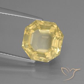 5.31 ct Yellow Quartz Stone, Natural Quartz in Asscher Cut Shape for Sale