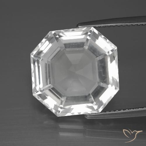 12.10ct Natural Clear White Quartz, Emerald Cut, VVS
