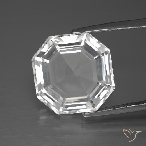 12,52 ct octagonschliff Quarz aus Brasilien, Größe: 15,2 x 15,2mm, Reinheit: VVS, Garantiert echter Edelstein, 1 Stück Quarz in Klares Weiß Farbe, Mohs-Härte von 7 Geeignet für den täglichen Gebrauch im Schmuck, Photo A