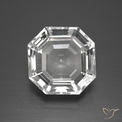 12.93ct Natural Clear White Quartz, Emerald Cut, VVS