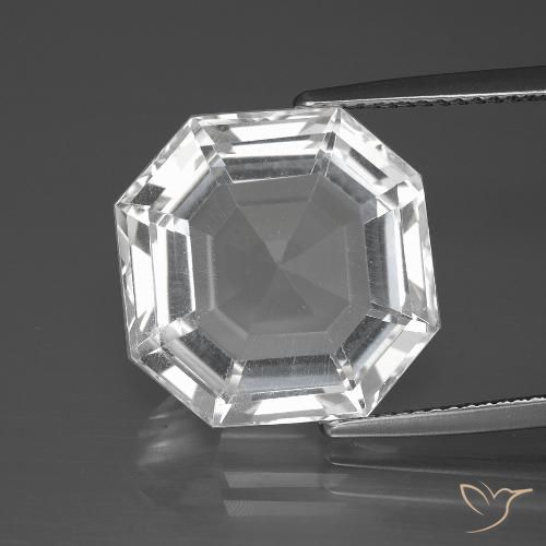 12.26ct Natural Clear White Quartz, Emerald Cut, VVS-VS