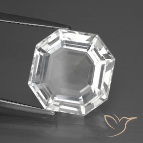 12.26 ct White Quartz Stone, Natural Quartz in Asscher Cut Shape for Sale