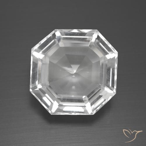 12.29ct Natural Clear White Quartz, Emerald Cut, VVS-VS