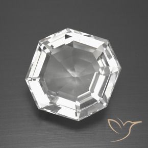 12.29 ct White Quartz Stone, Natural Quartz in Asscher Cut Shape for Sale
