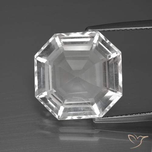 12.34ct Natural Clear White Quartz, Emerald Cut, VVS