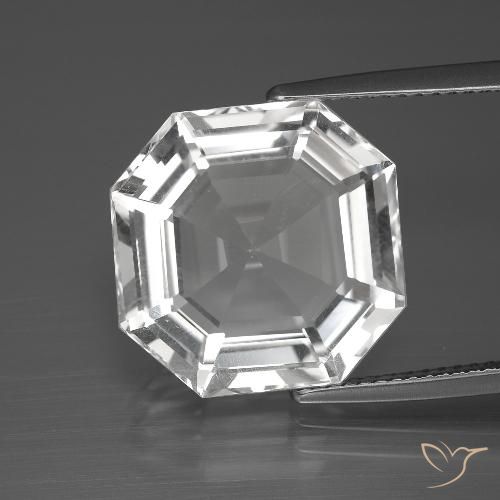 12.21ct Natural Clear White Quartz, Emerald Cut, VVS