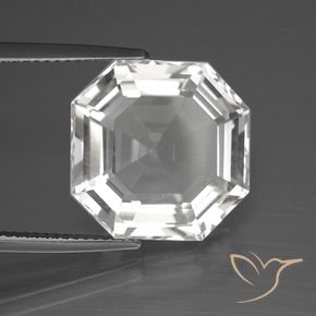 12.21 ct White Quartz Stone, Natural Quartz in Asscher Cut Shape for Sale