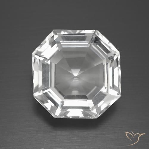 Blanco claro Cuarzo Gema - 12.6ct Corte Asscher (ID: 394838)
