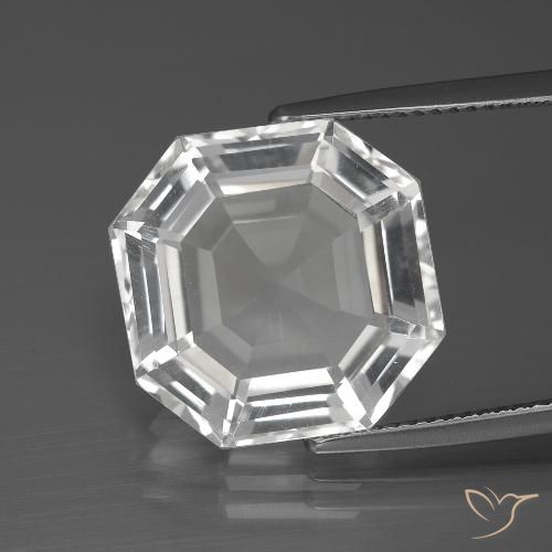 12.51ct Natural Clear White Quartz, Emerald Cut, VVS