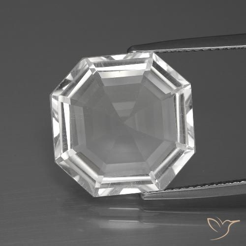 10.45ct Natural Clear White Quartz, Emerald Cut, VVS