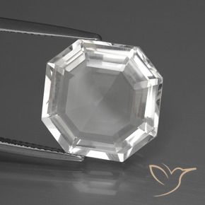 10.45 ct White Quartz Stone, Natural Quartz in Asscher Cut Shape for Sale