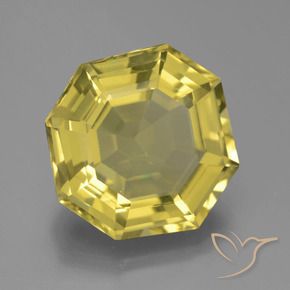 16.14 ct Yellow Quartz Stone, Natural Quartz in Asscher Cut Shape for Sale