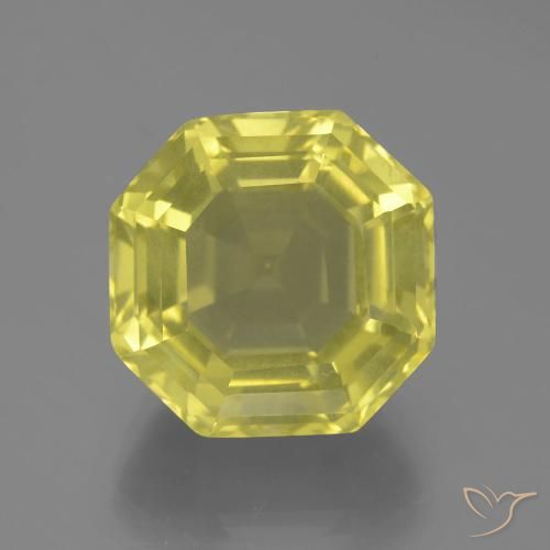 Quartz jaune de 17,33 ct, taille Asscher de 15,3 x 15,2 mm du Brésil, Photo A